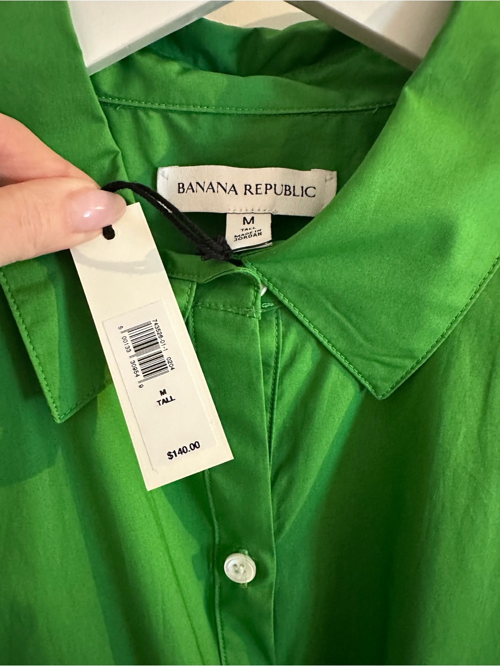 Banana Republic Womens Bright Green Button-Down Shirt/dress